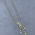 Crystal Bezel Station Chain Number Tassel Necklace