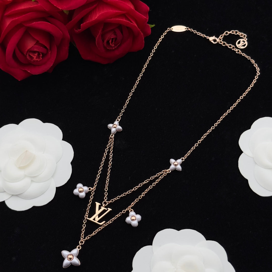 White Ceramic Flower & Logo Charm 3-Piece Set