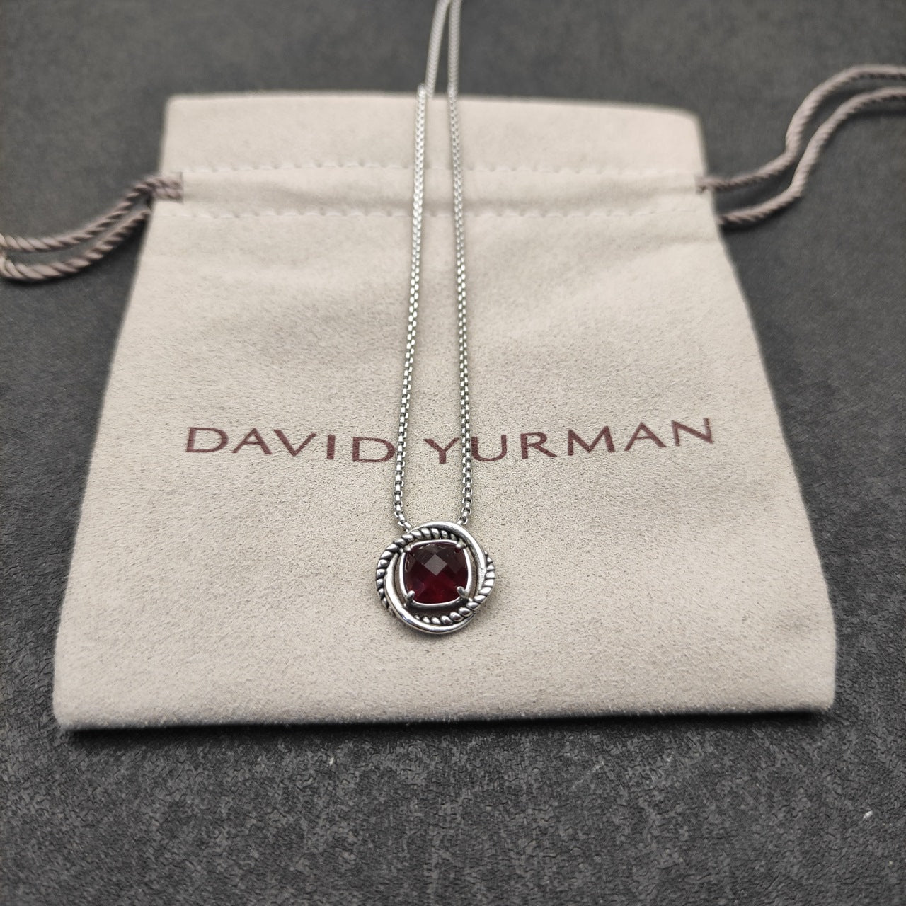 Twisted Bezel Cushion Crystal Pendant Necklace