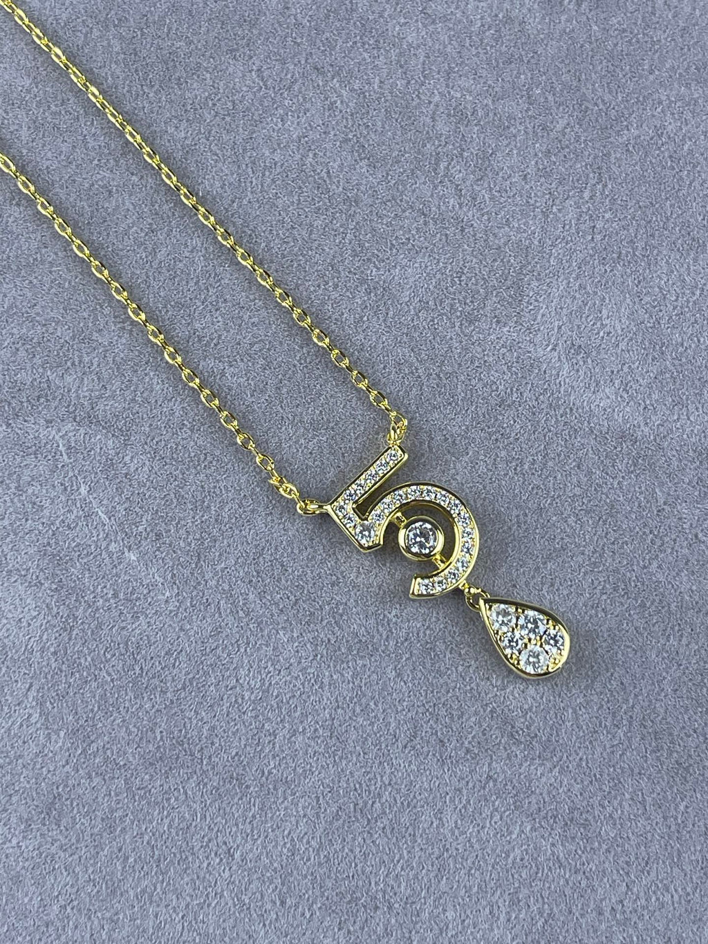 Lucky Number 5 Pavé Crystal Drop Necklace