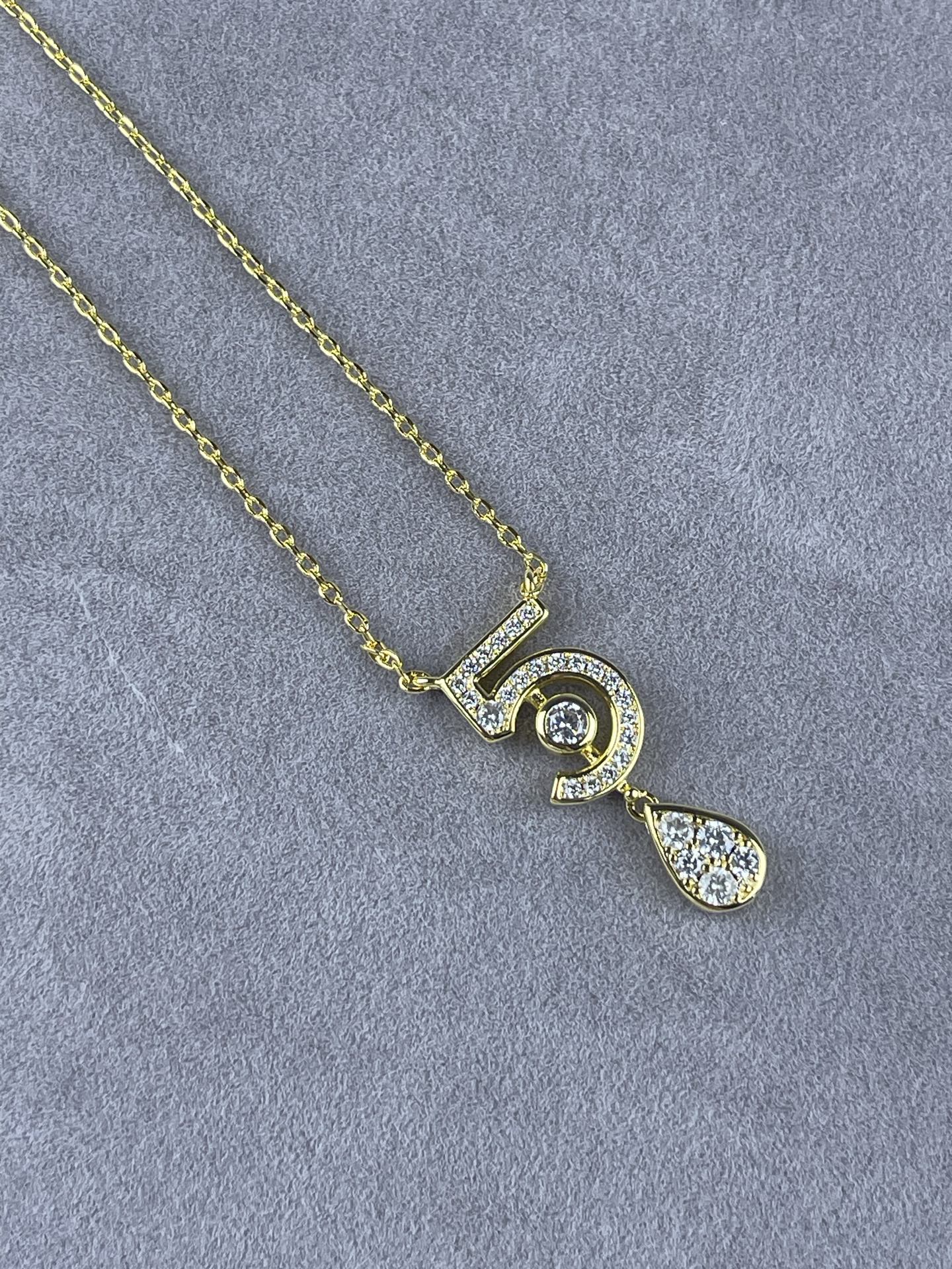 Lucky Number 5 Pavé Crystal Drop Necklace
