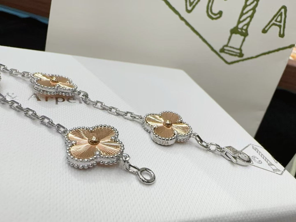 Limited Edition Gold and Silver Contrast Laser-Cut Five-Strand Bracelet