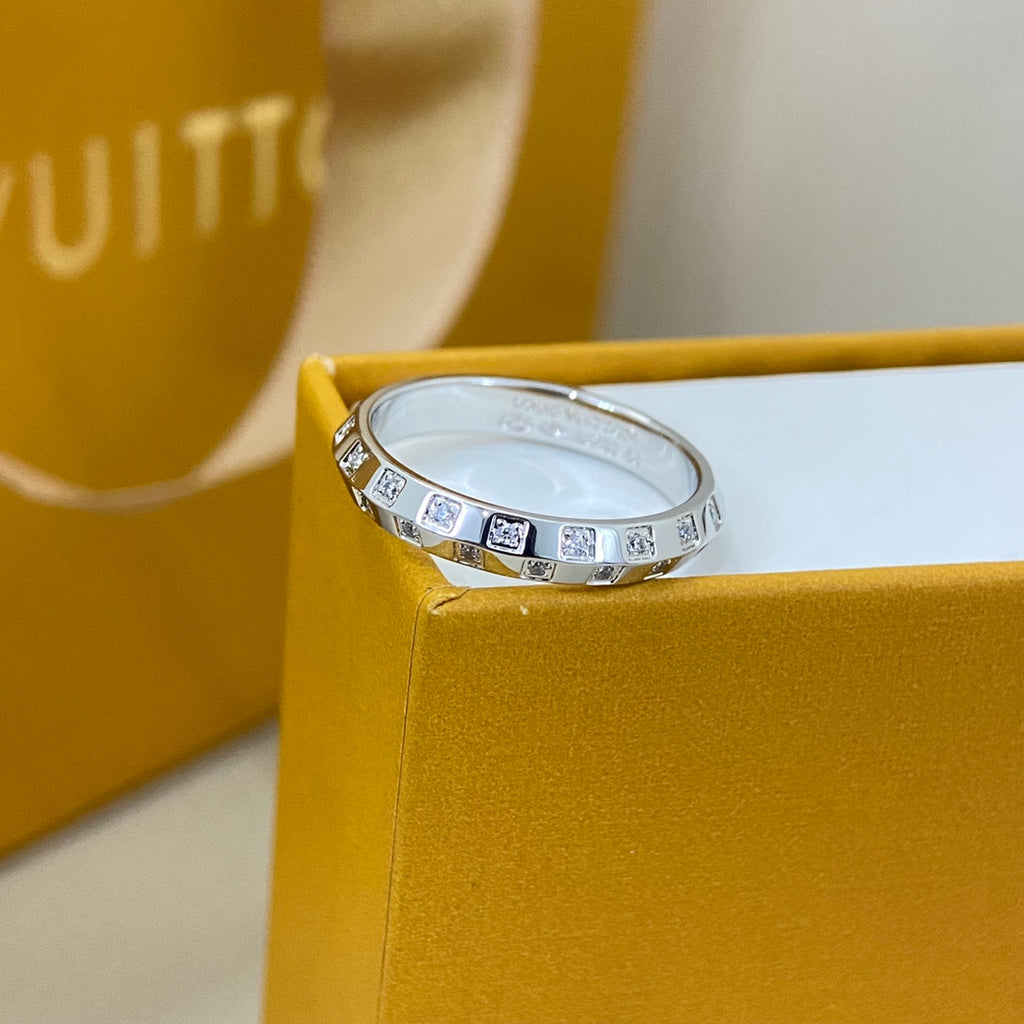 Narrow Diamond-Set Square-Cut Ring