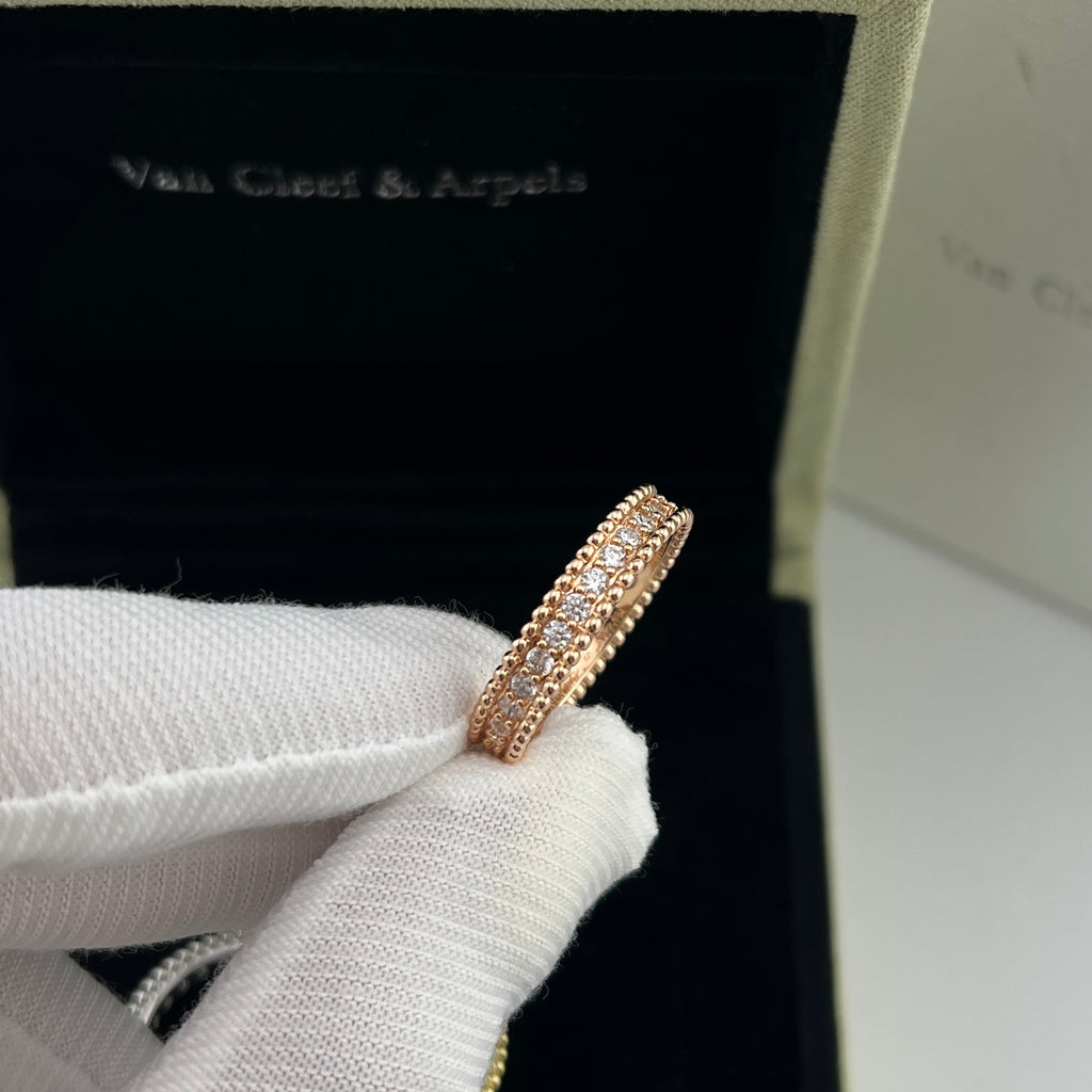 Pearl-Edged Diamond-Studded Ring