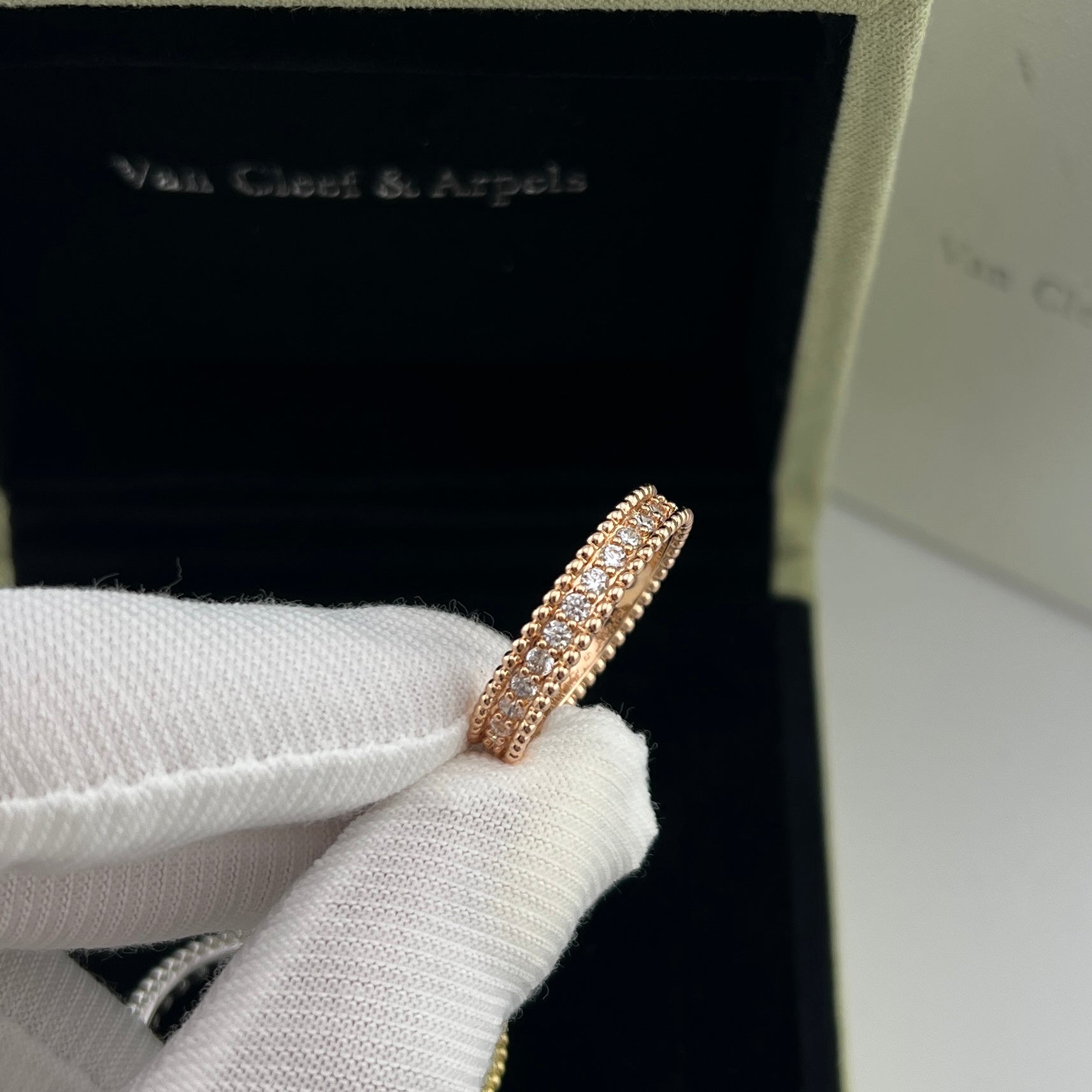 Pearl-Edged Diamond-Studded Ring