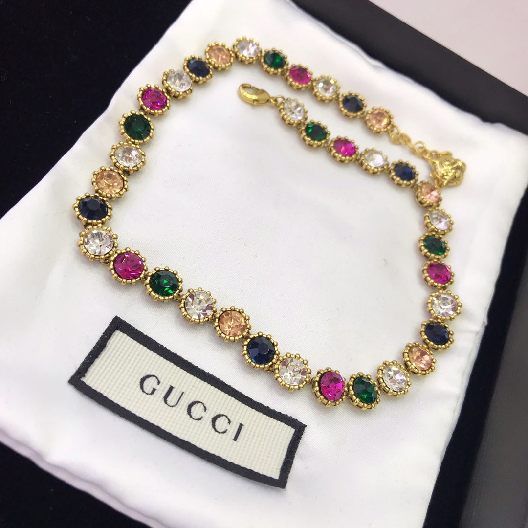 Rainbow Multicolor Crystal Tennis Necklace & Bracelet Set