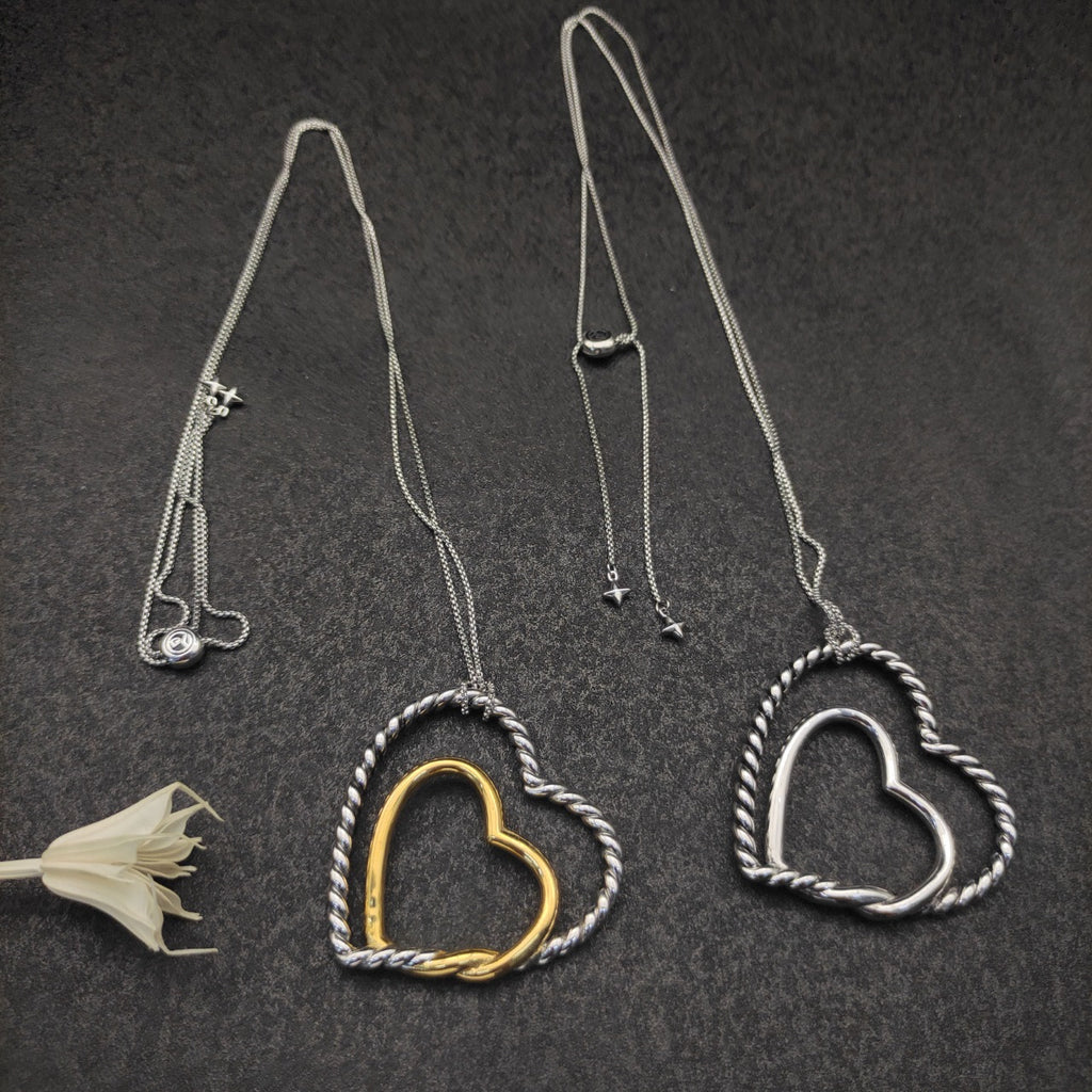 Twisted Rope Open Heart Pendant Necklace