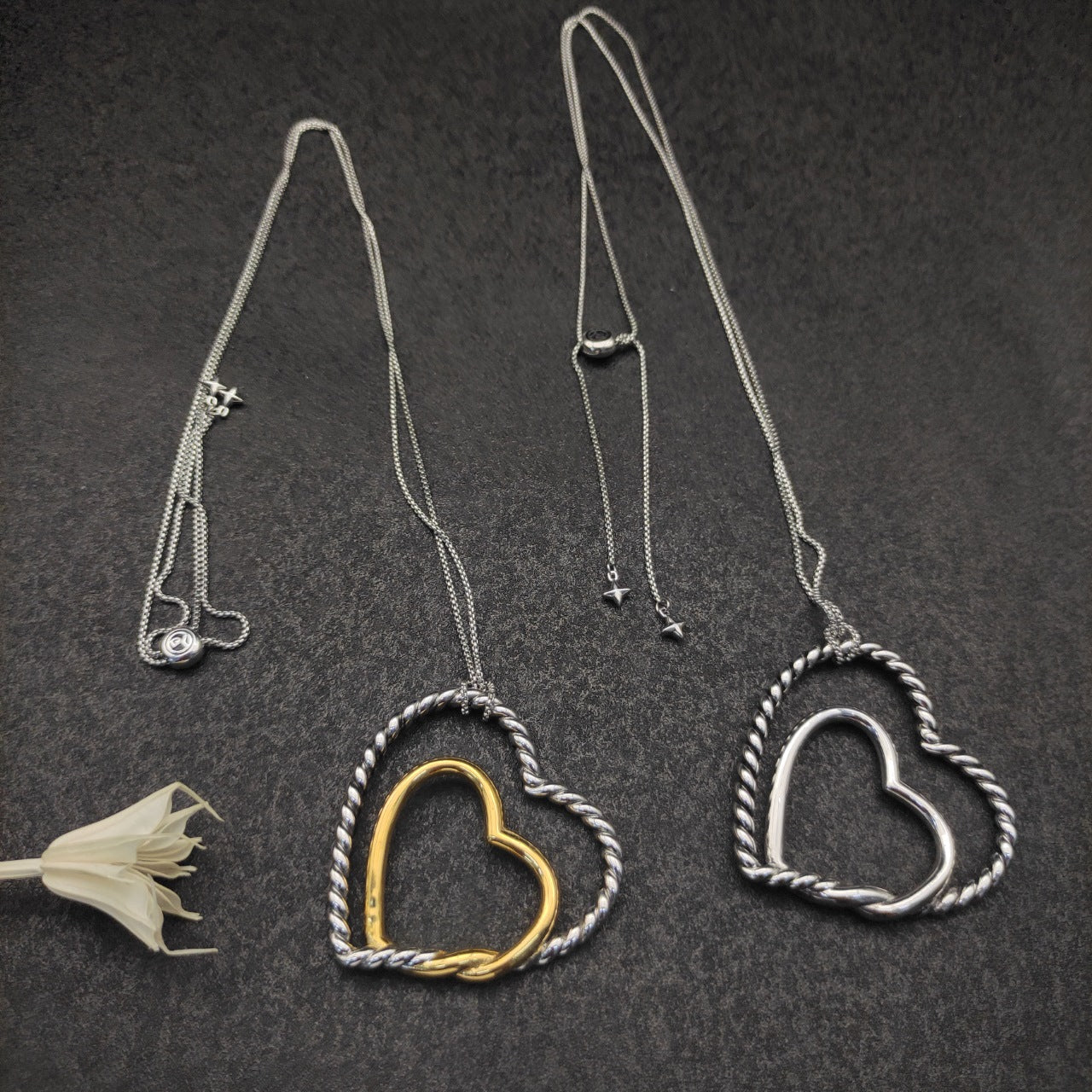 Twisted Rope Open Heart Pendant Necklace