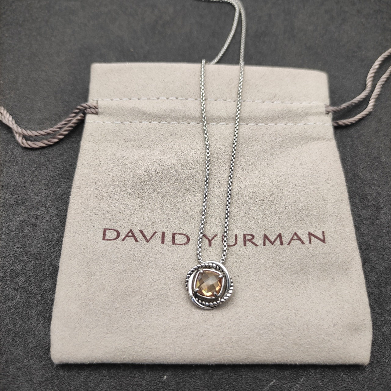 Twisted Bezel Cushion Crystal Pendant Necklace