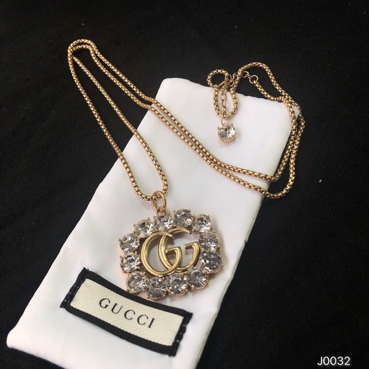 Luxury Rhinestone Logo Square Charm Jewelry Set