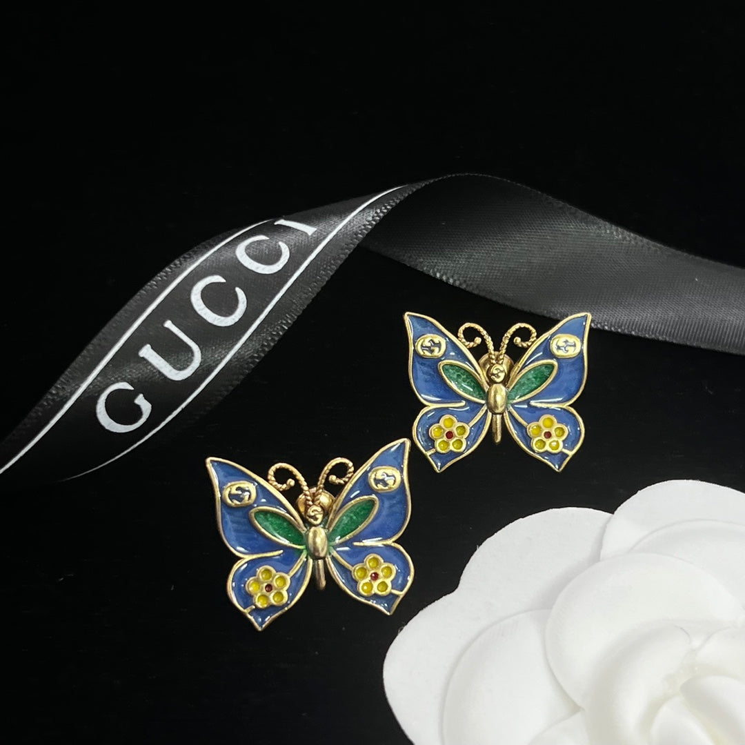 Vintage Cloisonné Butterfly Logo Chain Full Jewelry Set