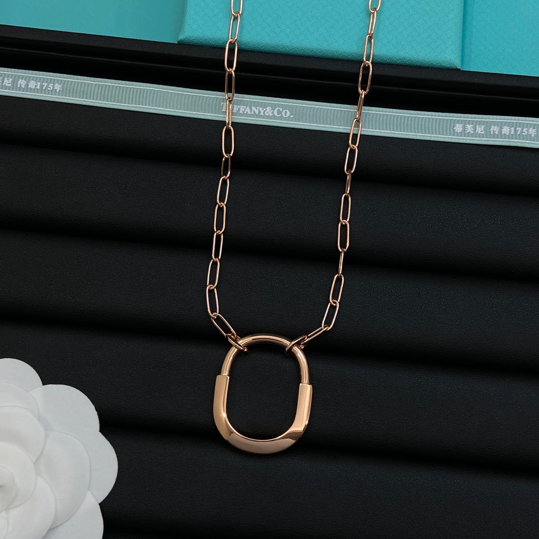 Polished Rounded Square Open Link Pendant Paperclip Chain Necklace – 4 Colors