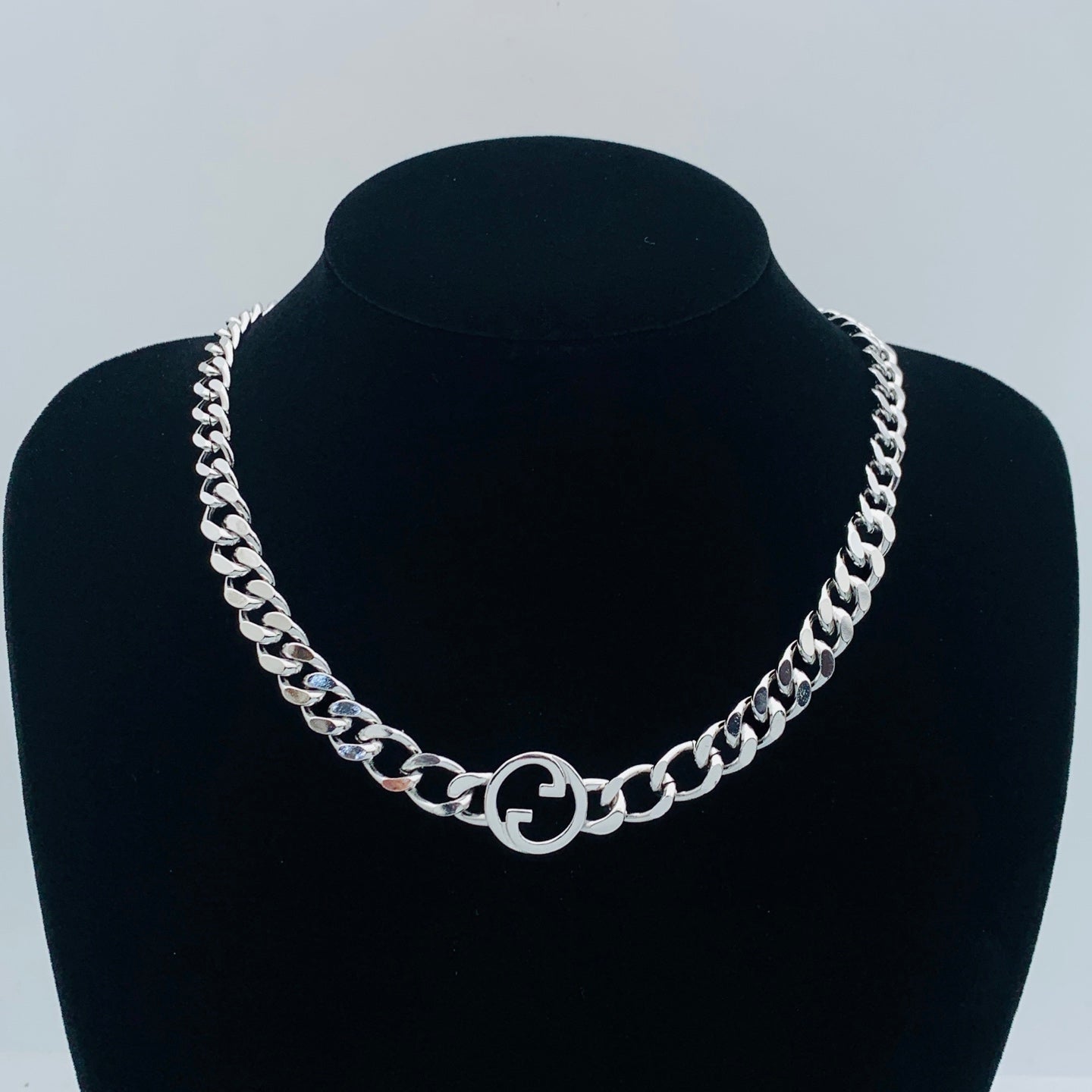 Cuban Link Double Ring Logo Jewelry Set