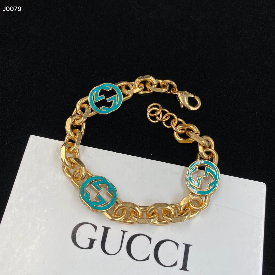 Turquoise Enamel Logo Chain Jewelry Set
