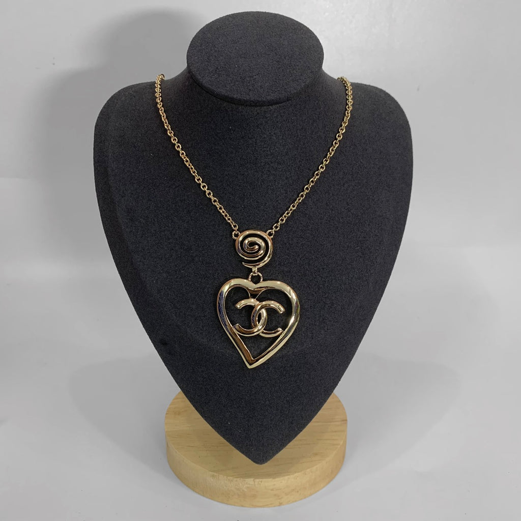 Oversized Hollow Heart & Spiral Charm Jewelry Set