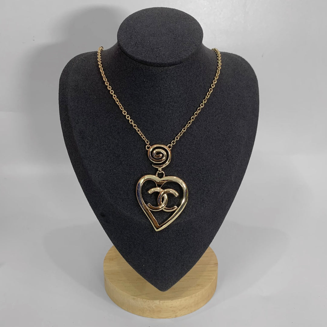 Oversized Hollow Heart & Spiral Charm Jewelry Set