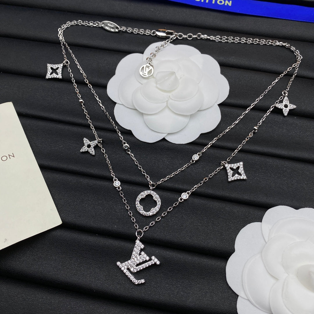 Pavé Mixed Shape Station Long Necklace