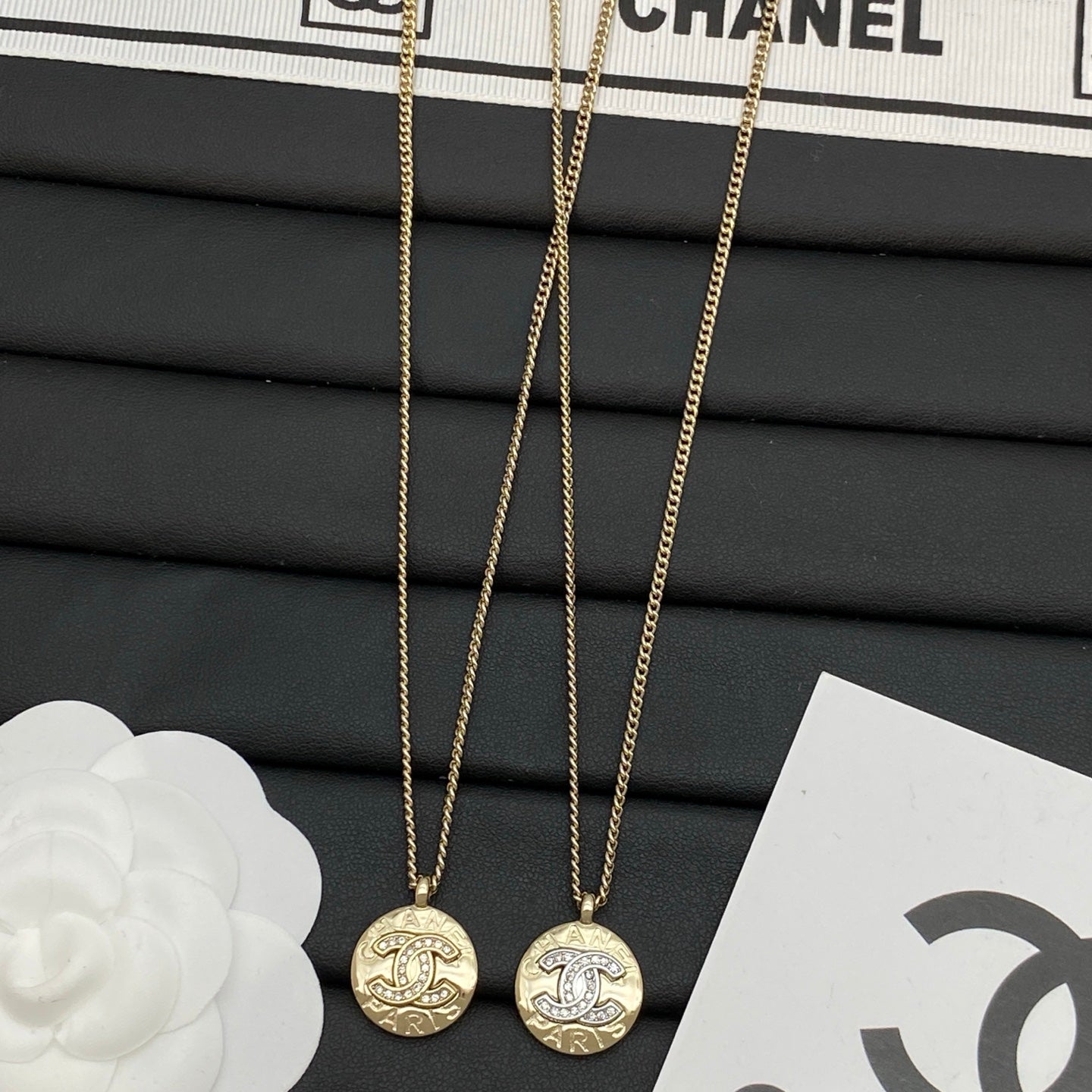 Coin Crystal Pendant Long Necklace