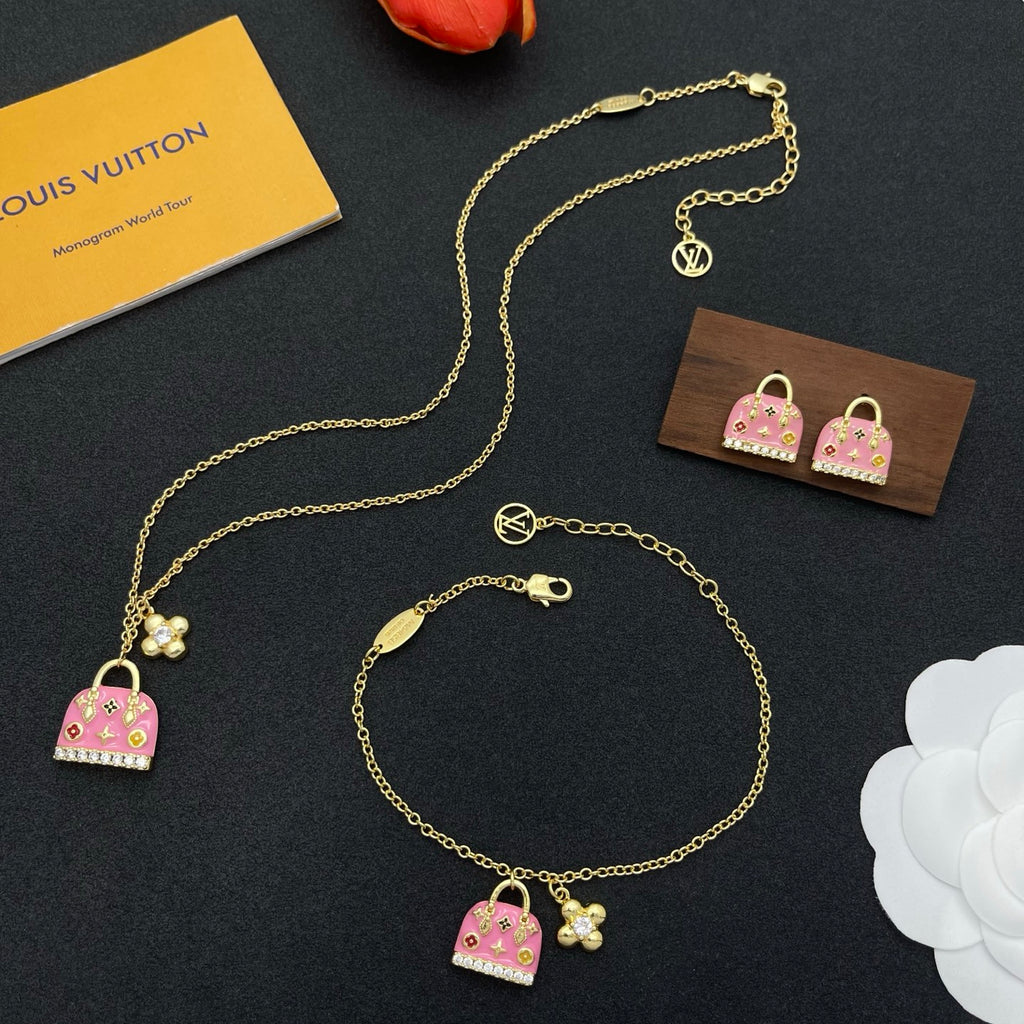 Sweet Monogram Mini Purse Charm Jewelry Set