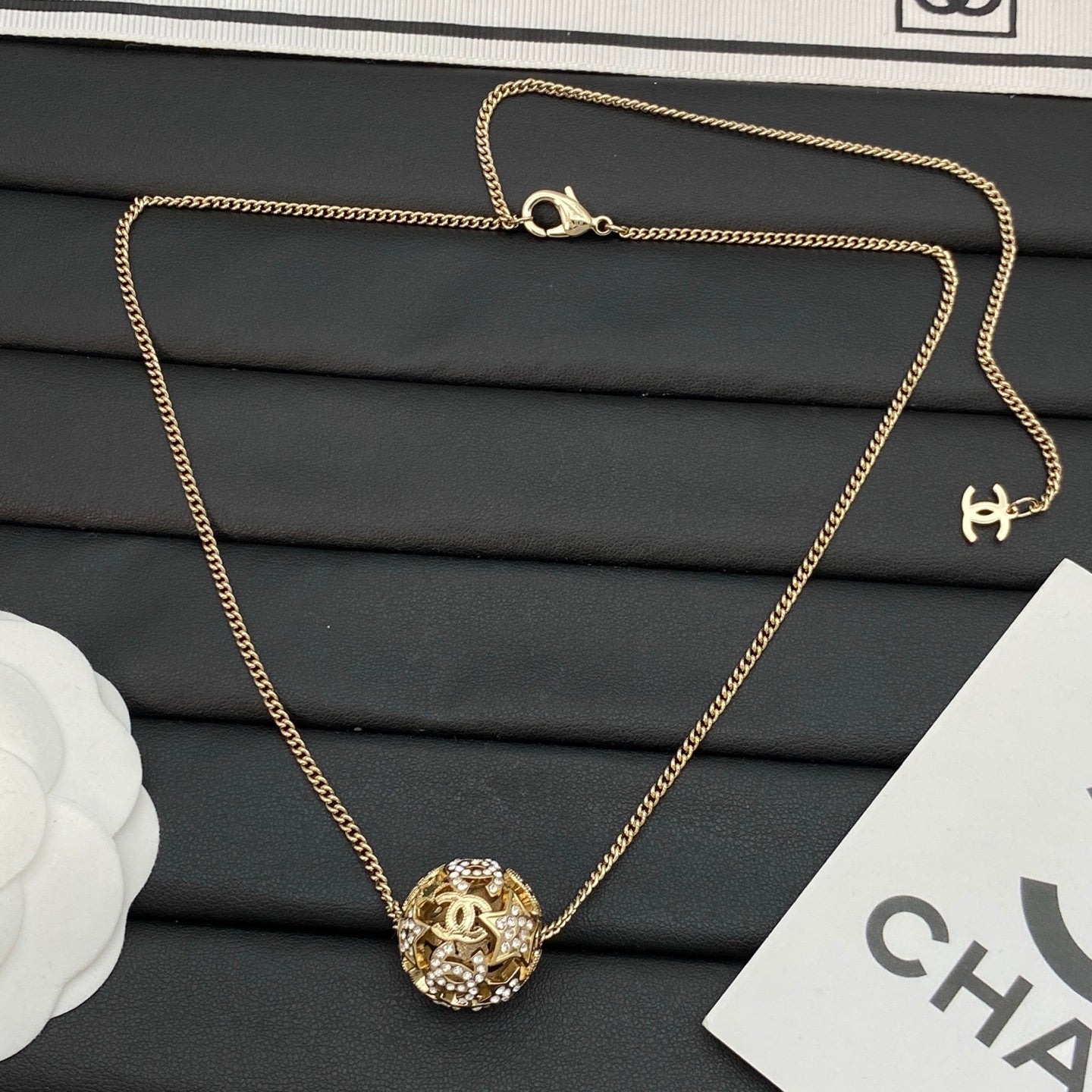 Hollow Ball Crystal Pendant Long Necklace