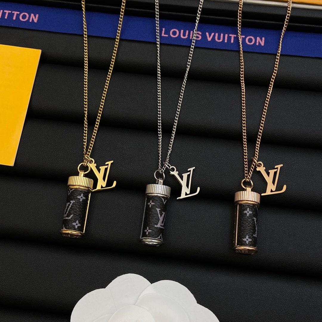 Logo Letter & Monogram Cylinder Vial Pendant Necklace