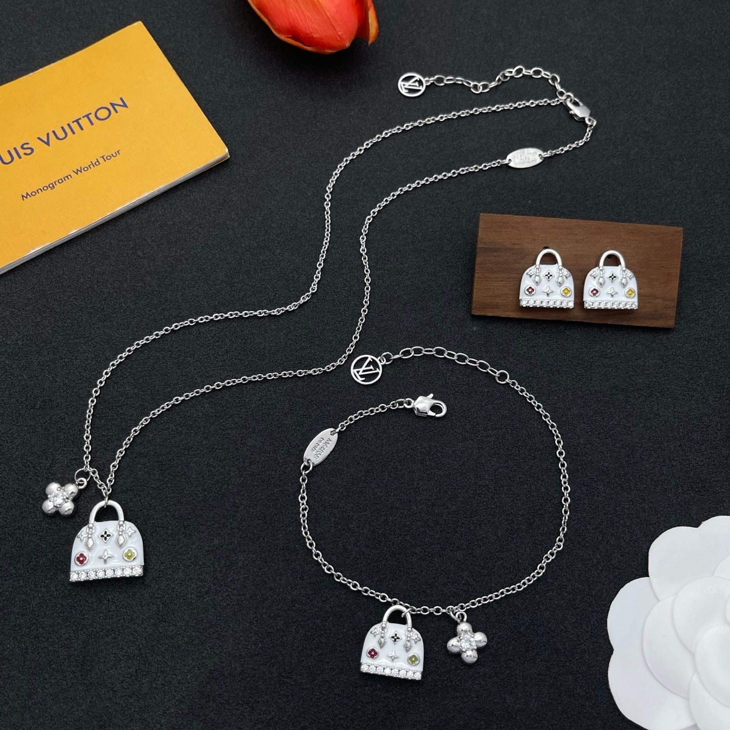 Sweet Monogram Mini Purse Charm Jewelry Set