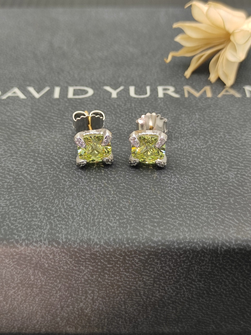 Multi-Color Crystal Cushion Prong-Set Pendant Set