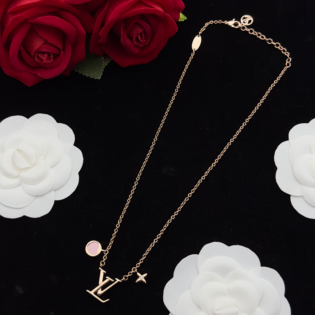 Pink Enamel Circle & Star Crystal Charm 4-Piece Set