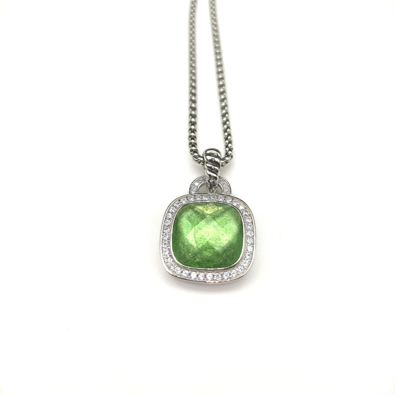 Colorful Crystal Square Pendant Necklace & Ring Set