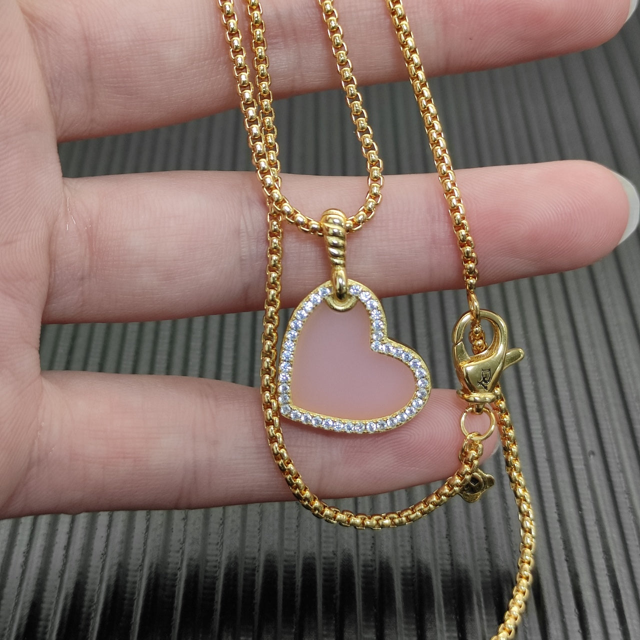 Mother of Pearl Heart Pendant Necklace