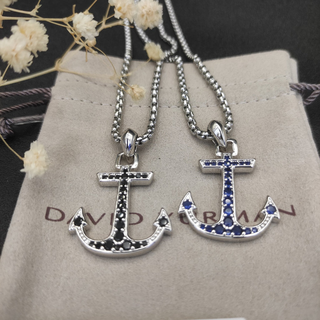 Pavé Anchor Pendant Necklace