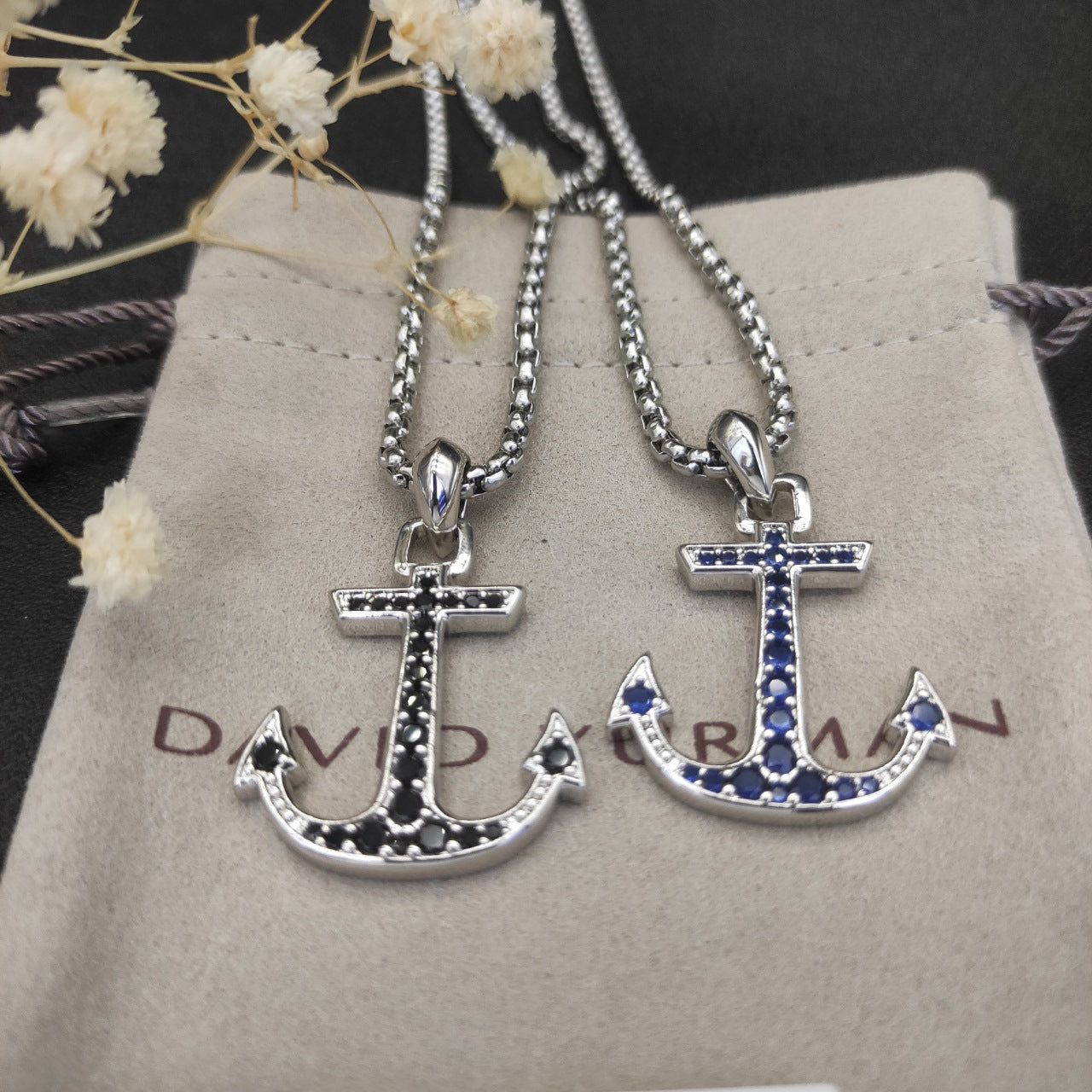 Pavé Anchor Pendant Necklace