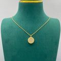 Vintage Embossed Monogram Medallion Necklace & Earring Set