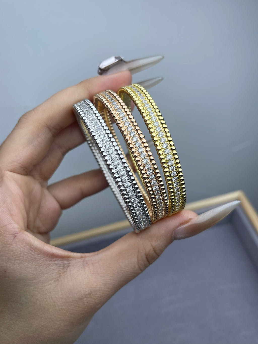 Single-row full-diamond beaded bracelet