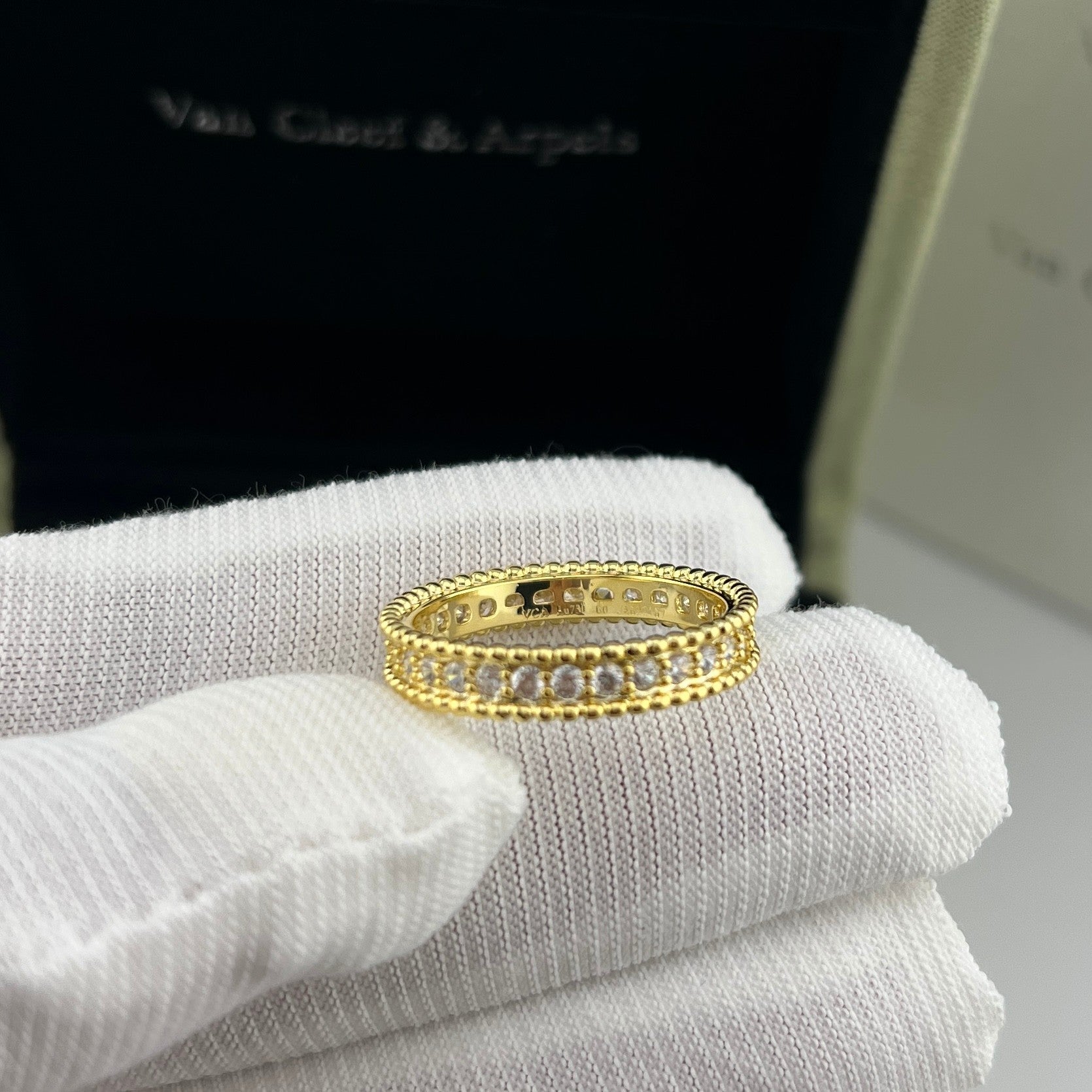 Pearl-Edged Diamond-Studded Ring