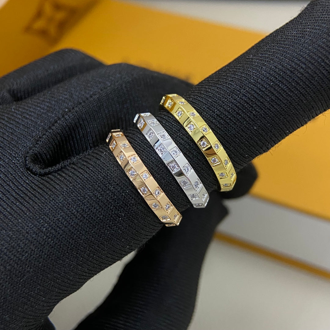 Narrow Diamond-Set Square-Cut Ring