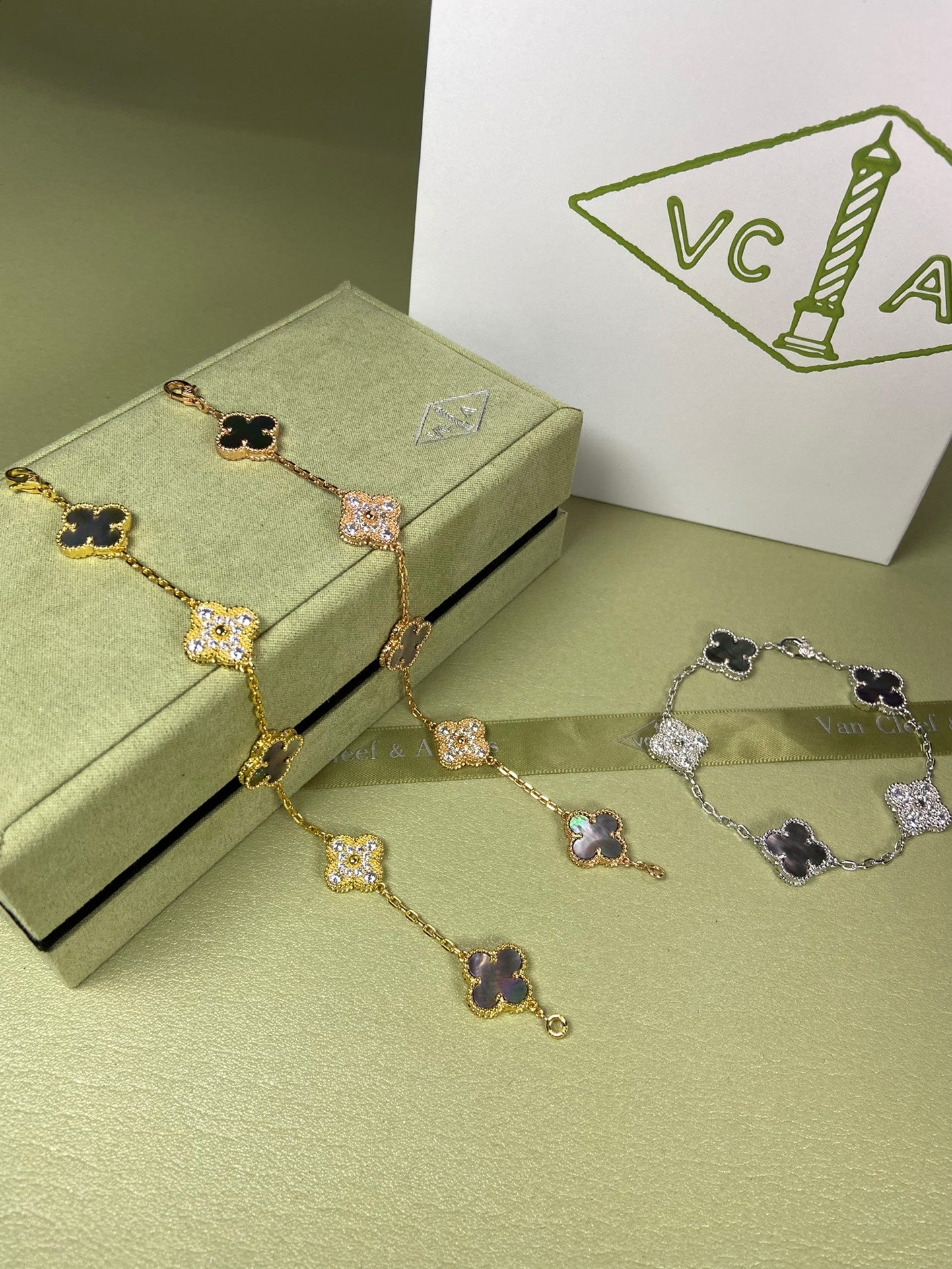 Gray Pearl and Diamond Interwoven Bracelet