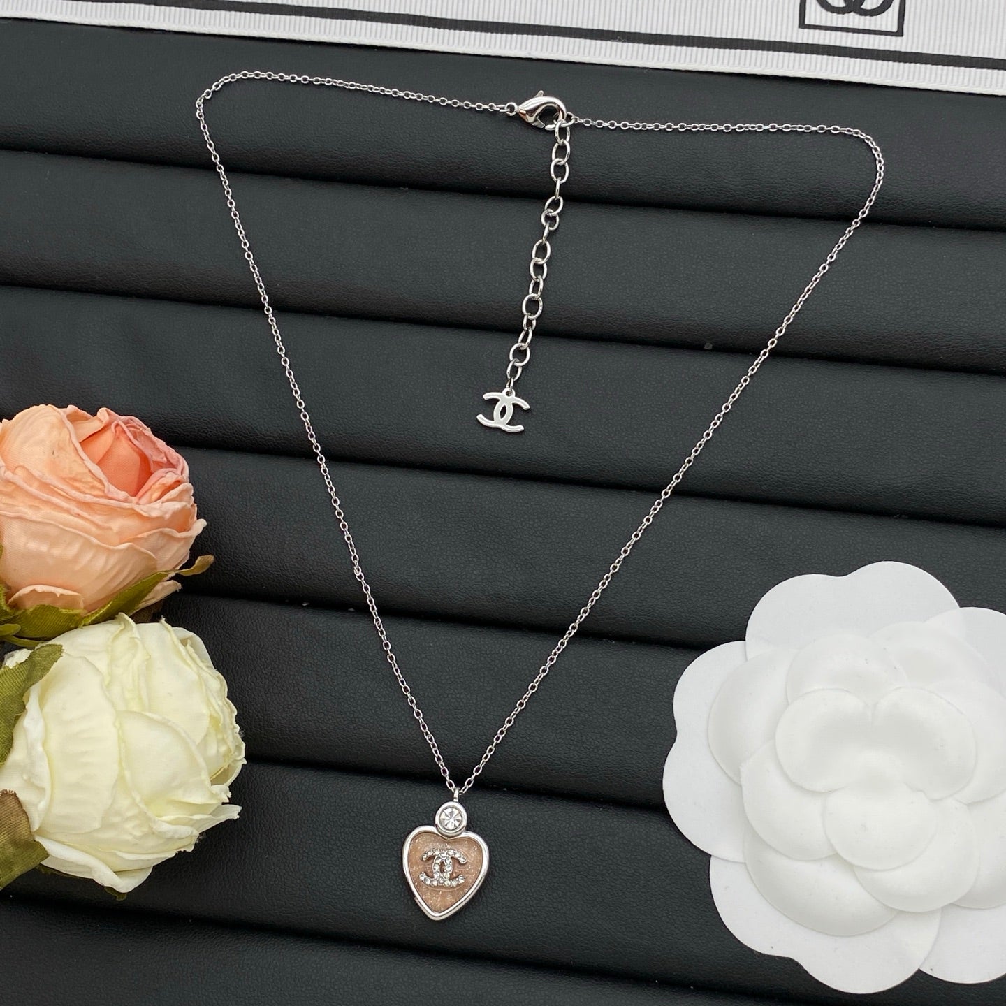 Crystal Heart Pendant Necklace with Rhinestone Accent – Gold & Silver Set