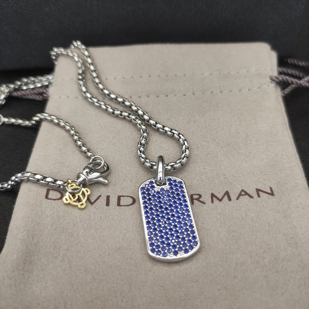 Full Pavé Dog Tag Pendant Necklace