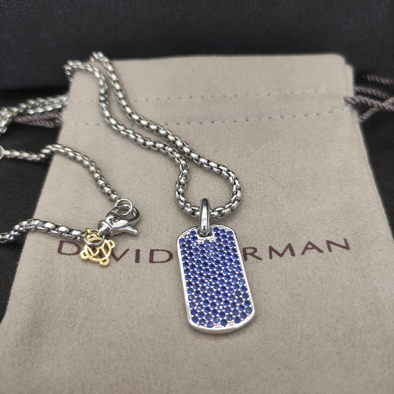 Full Pavé Dog Tag Pendant Necklace