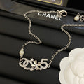 Crystal Interlocking Loop & Number '5' Charm Jewelry Set