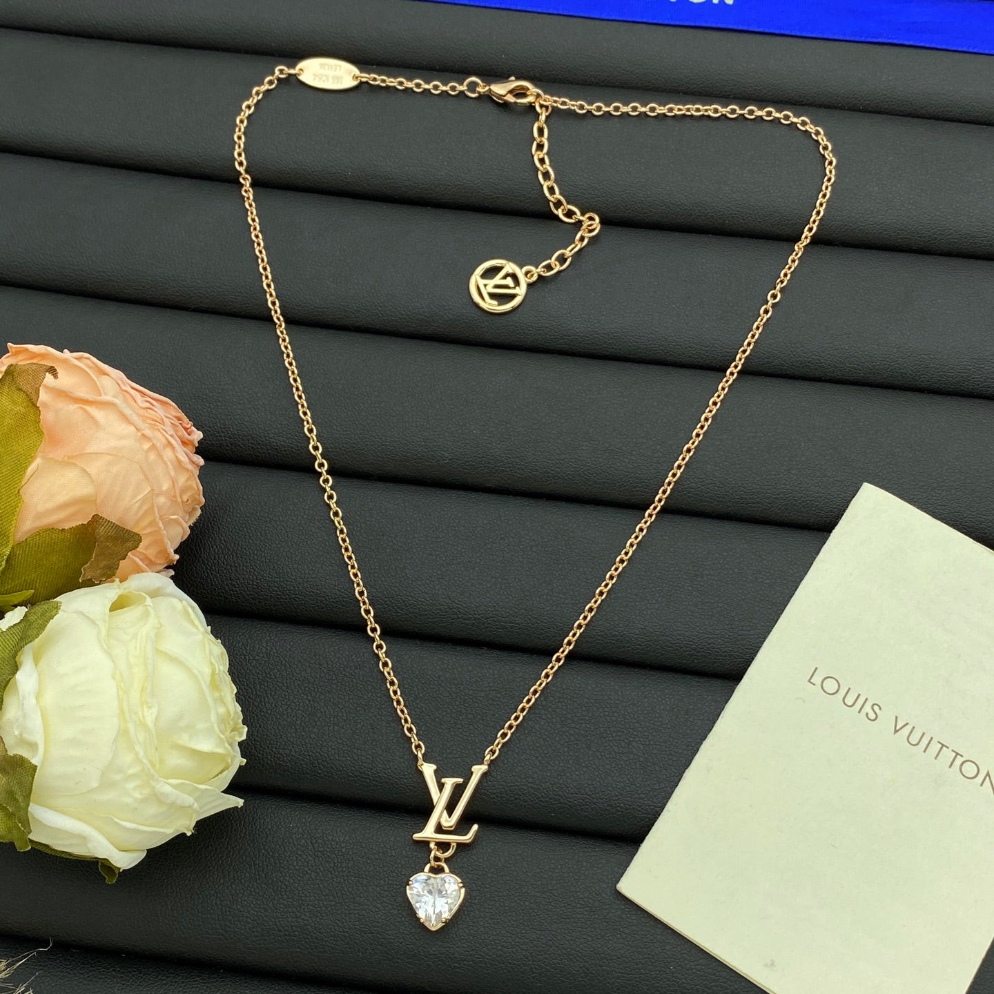 Crystal Heart Drop Letter Charm Necklace & Earring Set