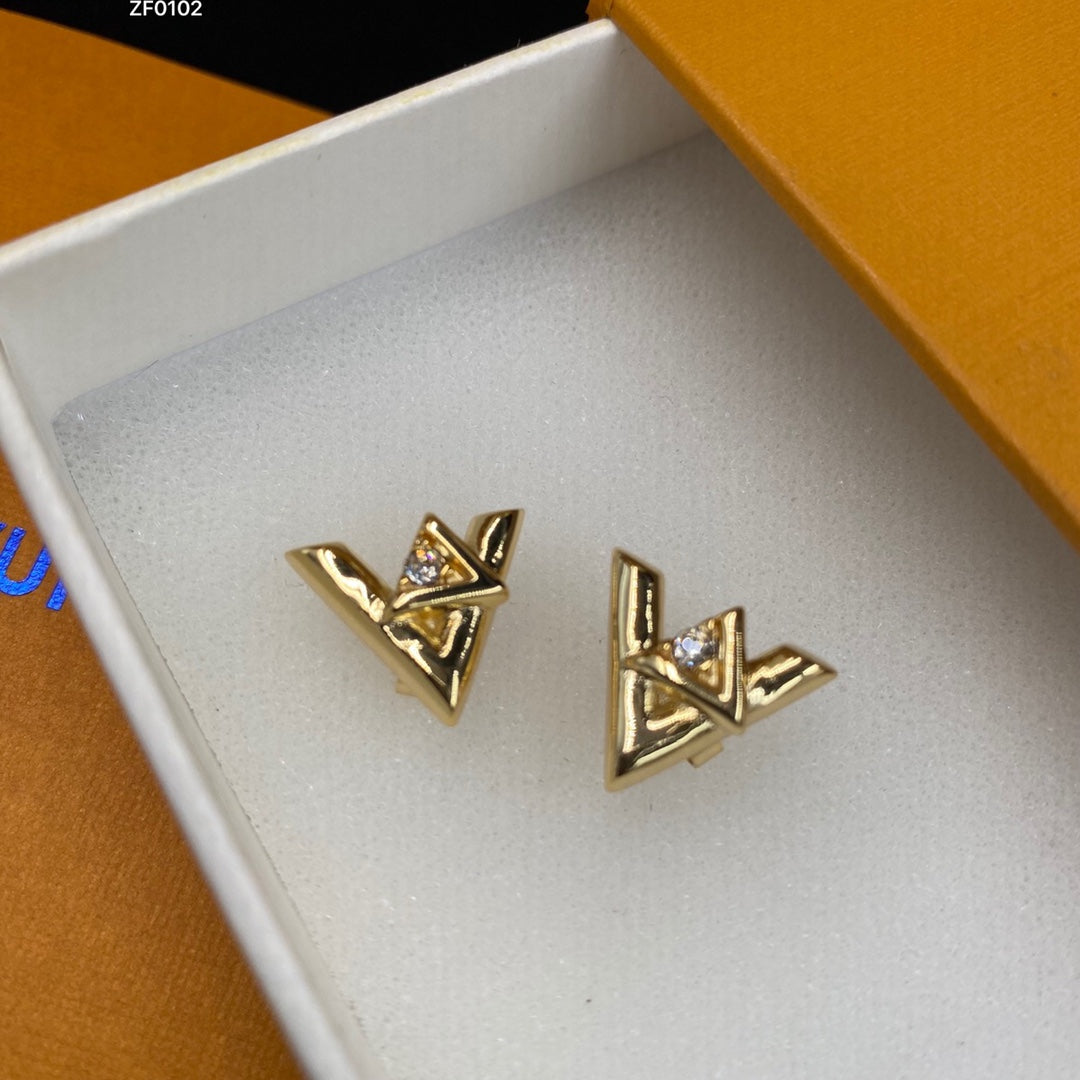 Bold Triangle Monogram Charm Necklace & Earrings