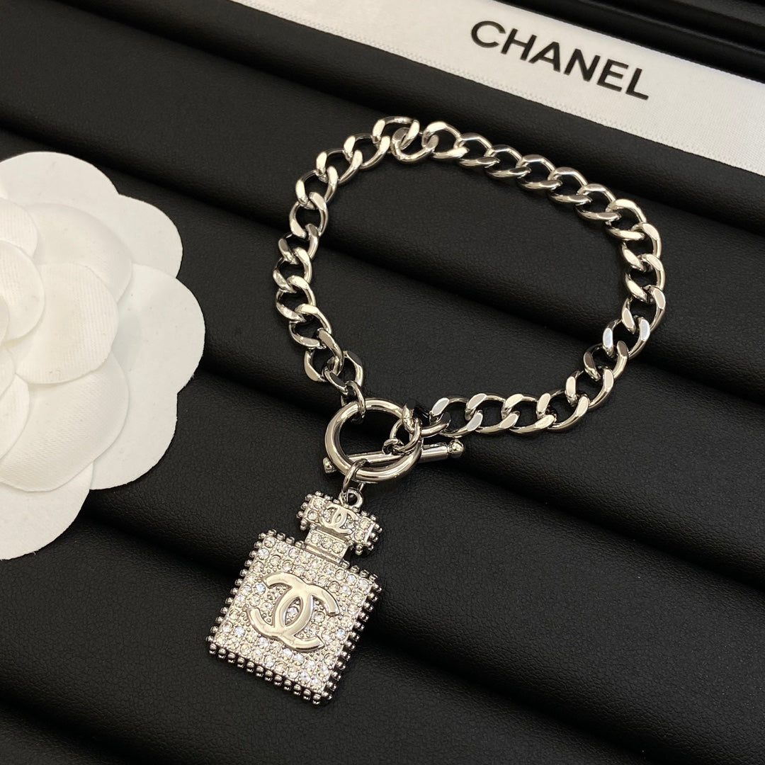 Crystal Pavé Perfume Bottle Charm Jewelry Set