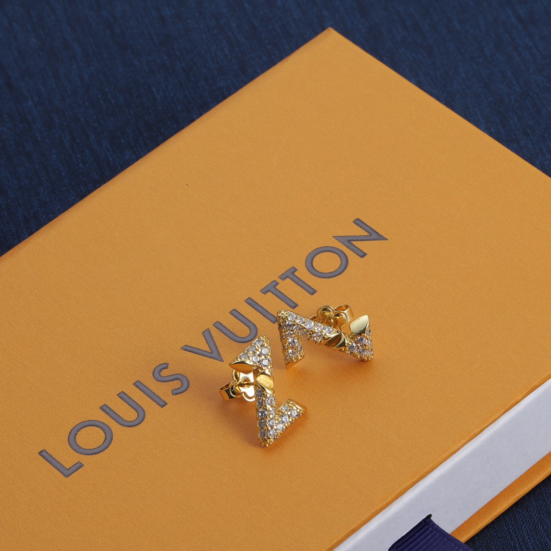 Crystal Pavé LV Letter Logo Jewelry Set