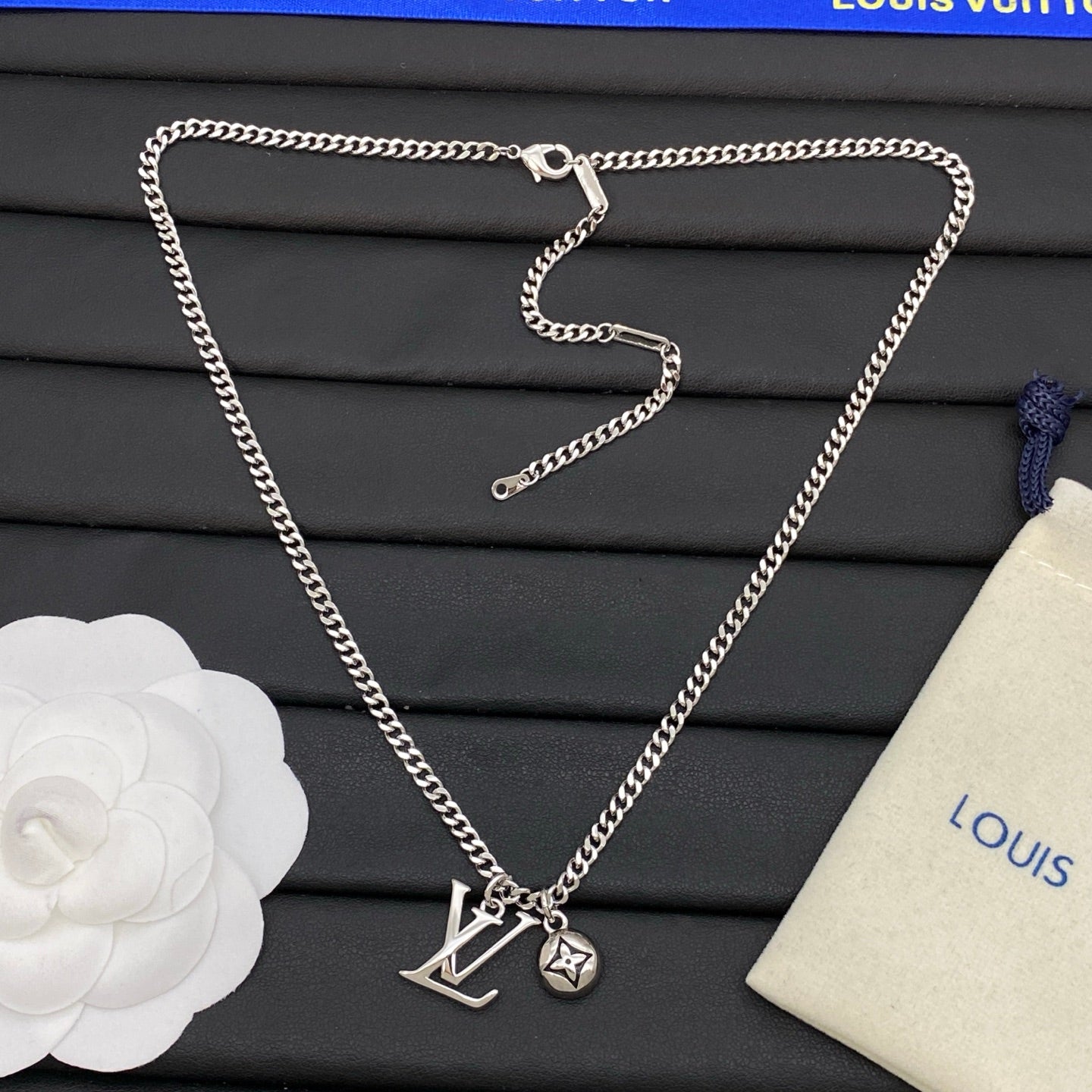 Monogram Letter & Star Charm Cuban Chain Necklace