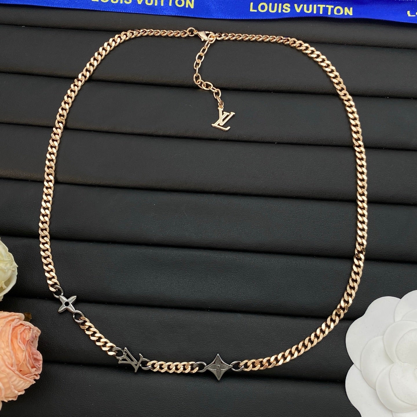 Letter & Star Charm Cuban Link Chain Necklace