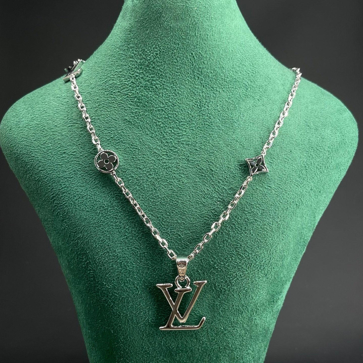 Monogram Logo Station Long Chain Necklace