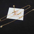 Crystal Flower & Monogram Charm Necklace & Bracelet Set