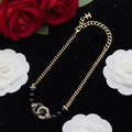 Dual-Tone Crystal Beaded Curb Chain Necklace